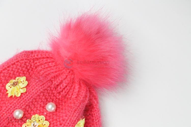 Wholesale Beautiful Winter Knitted Earmuffs Hat For Litter Girls