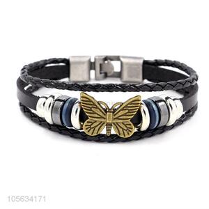 Made in China multilayer leather braid bracelet retro mens bracelets