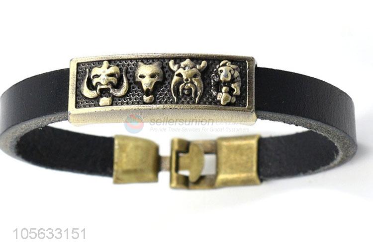 Top manufacturer leather bracelet retro punk mens bracelets