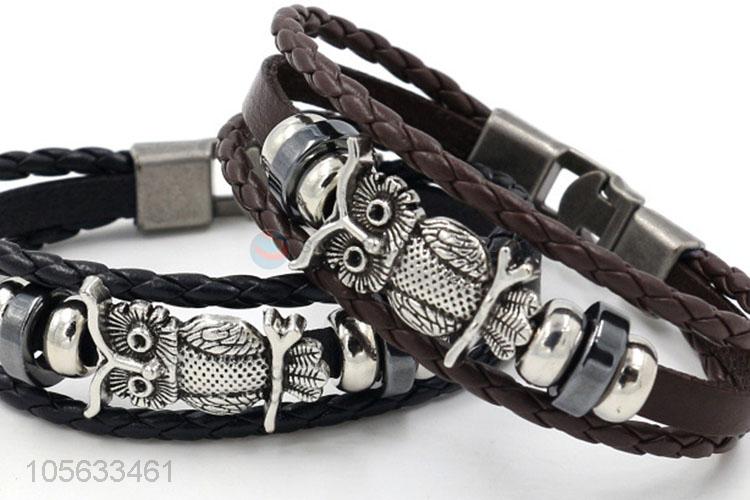 Wholesale cheap fashion charm custom men braided leather handmade bracelet