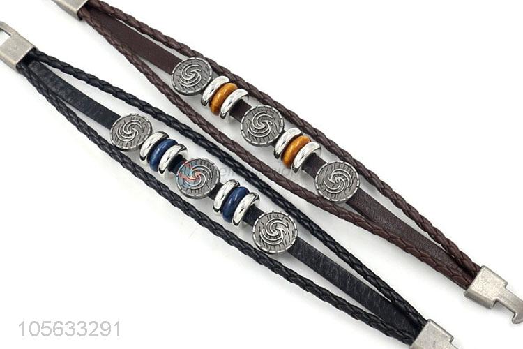 Hot selling retro leather braided bracelet charms bracelets for men