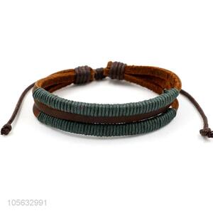 Manufacturer custom retro leather braided bracelet charms bracelets for men