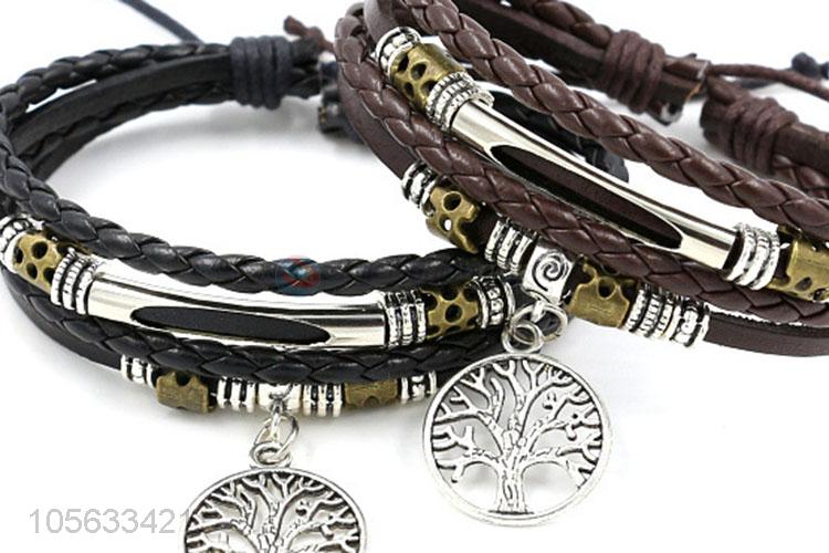 New items retro styles handmade mens leather bracelets with charms