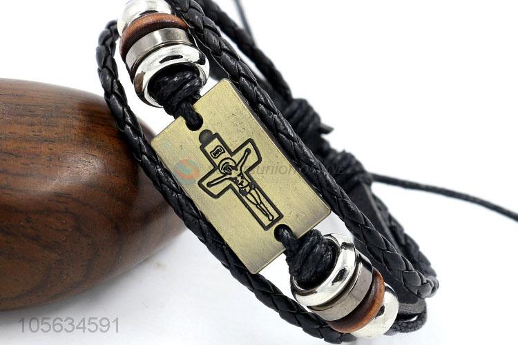 Customized retro leather braided bracelet charms bracelets for men