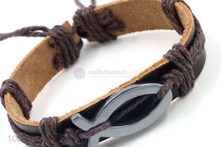 Best sale multitier men leather bracelet vintage charms bracelet