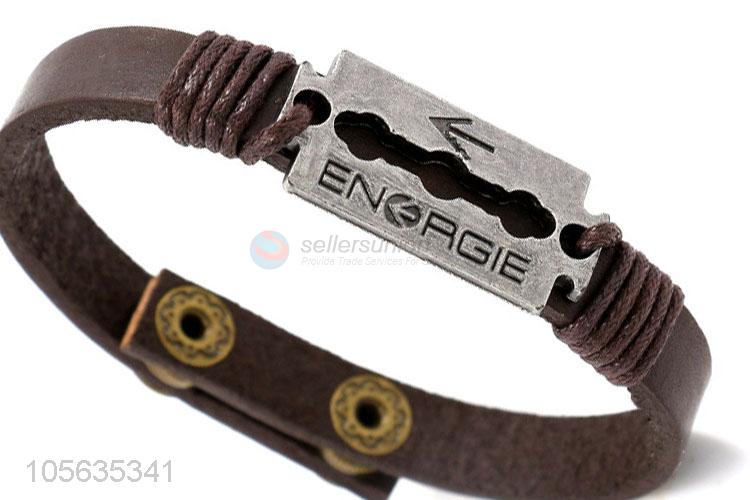Best selling men leather bracelet vintage matte charms bracelet