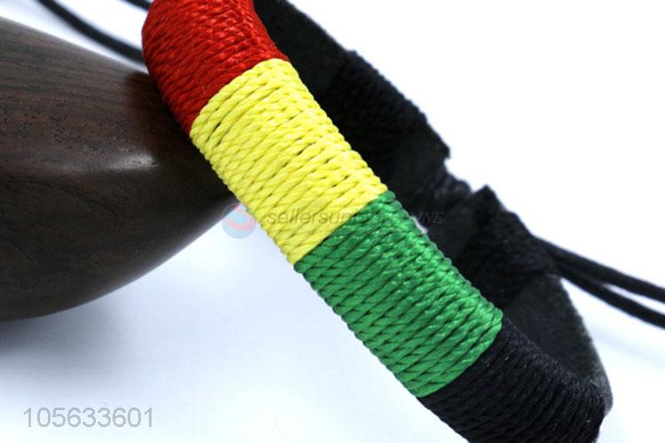 Factory promotional men women leather color string braided bracelet