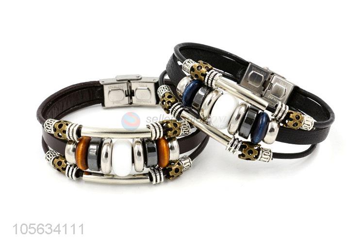 Cheap wholesale retro leather bracelet charms bracelets for men