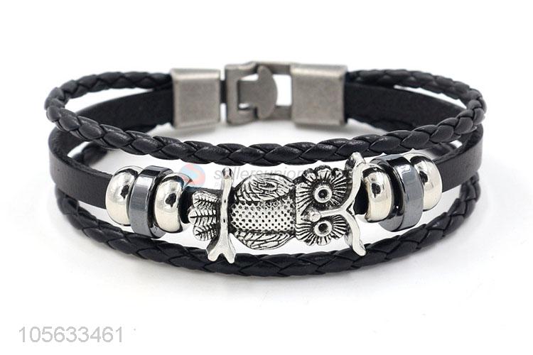 Wholesale cheap fashion charm custom men braided leather handmade bracelet