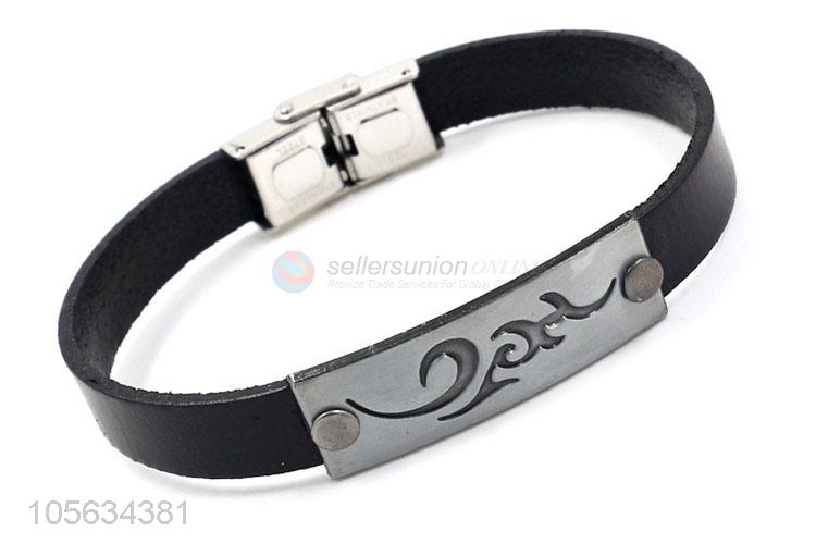 Best quality handmade mens leather bracelet vintage alloy bracelet