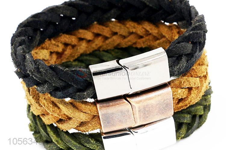 New products retro styles handmade mens braided leather bracelets