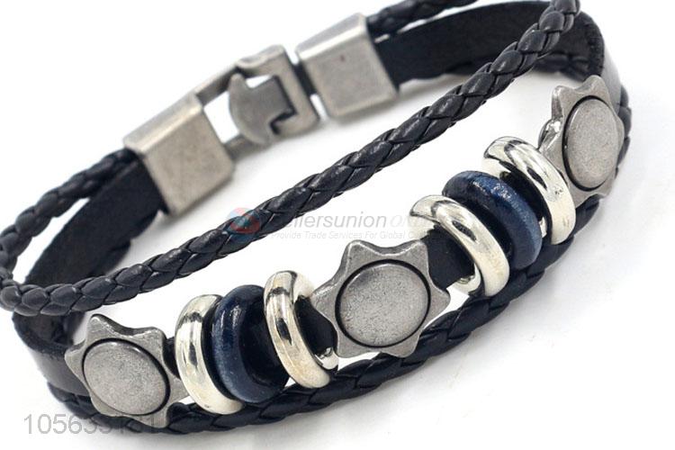 Best sale multitier men leather bracelet vintage braided bracelet