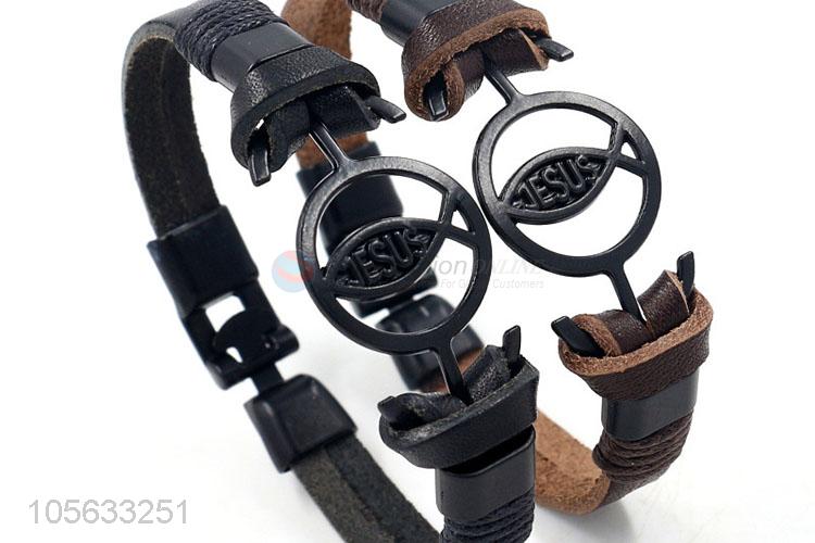 China wholesale genuine leather bracelet retro mens bracelets