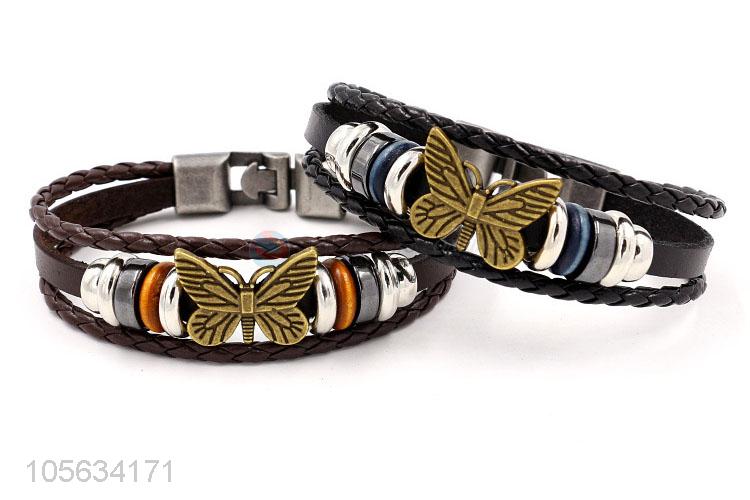 Made in China multilayer leather braid bracelet retro mens bracelets