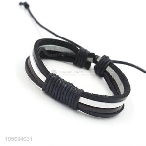 High sales custom mulitier mens braided leather bracelet