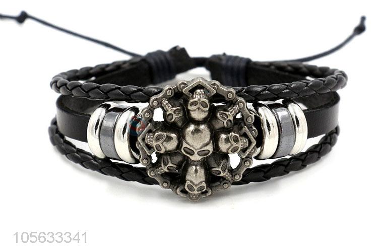 New products multilayer retro punk men alloy skull charms bracelet