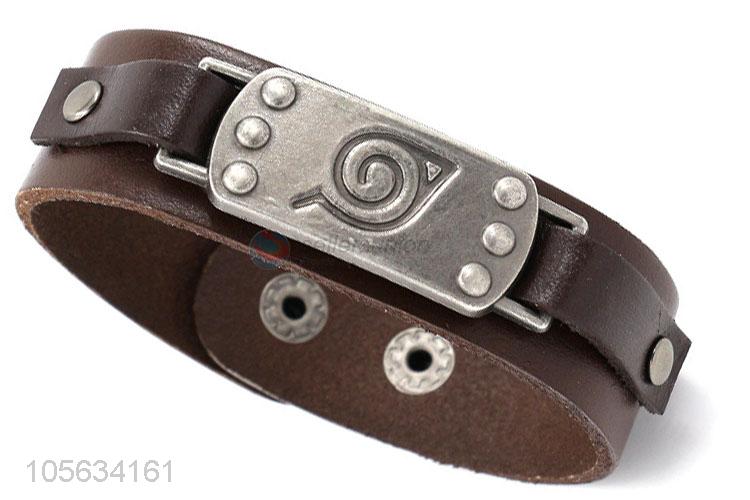 Wholesale custom retro punk men leather bracelet alloy charms bracelet