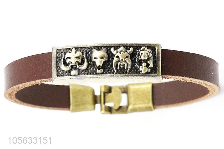 Top manufacturer leather bracelet retro punk mens bracelets