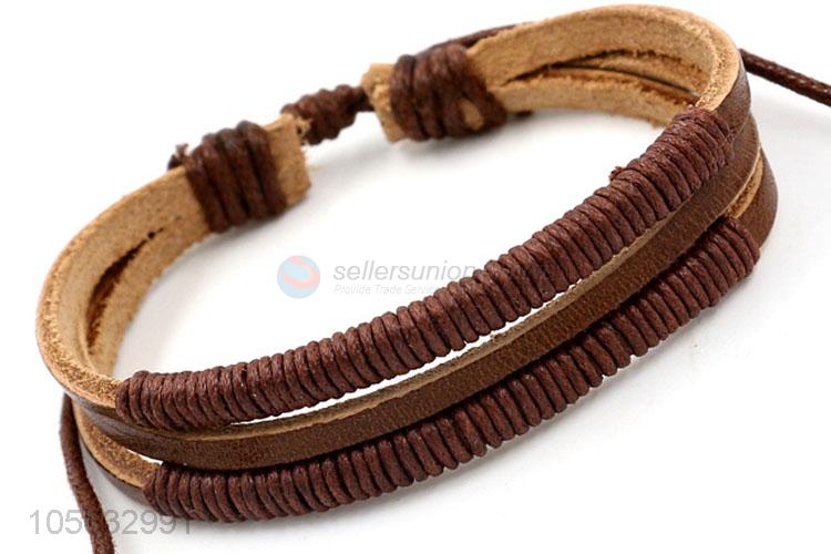 Manufacturer custom retro leather braided bracelet charms bracelets for men