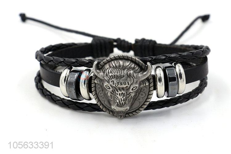 Professional supply retro leather braided bracelet charms bracelets for men