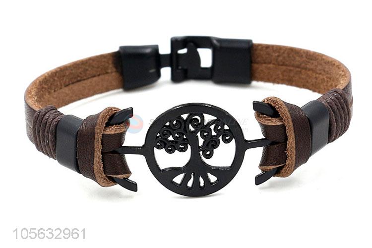 Wholesale cheap handmade mens leather bracelet retro alloy braided bracelet