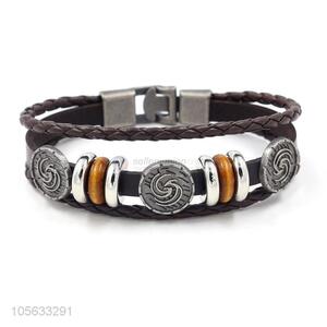 Hot selling retro leather braided bracelet charms bracelets for men