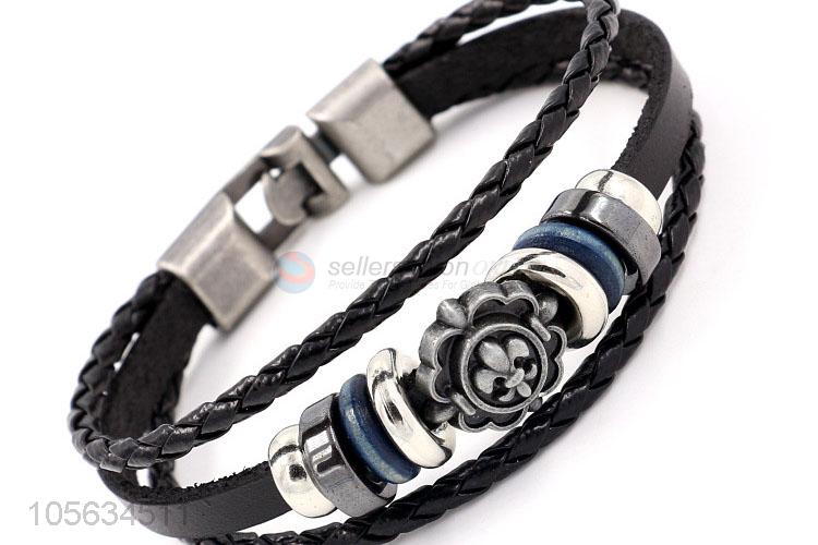 Best selling mens favor multitier retro braided rope bracelet