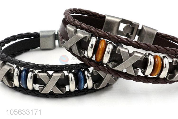 Made in China mens retro handmade bracelets hand braided bracelet