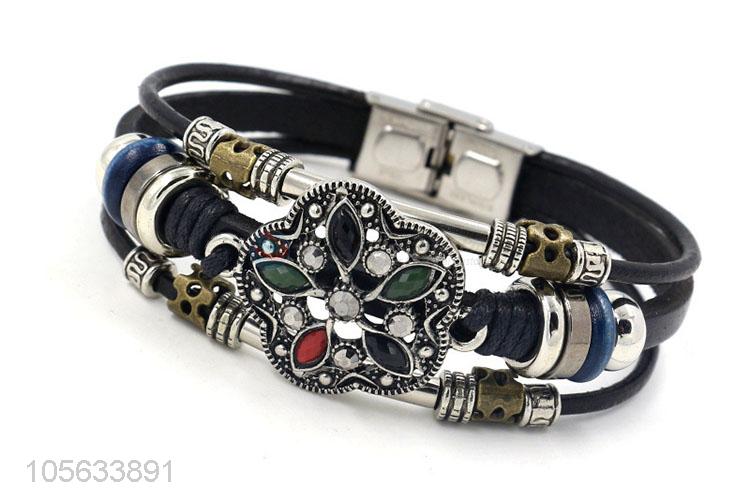 Professional supply handmade multitier retro braided alloy bracelet for men