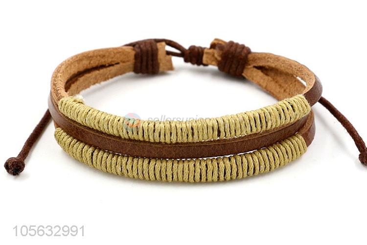 Manufacturer custom retro leather braided bracelet charms bracelets for men