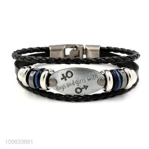 Super quality multilayer handmade retro braided bracelet for men