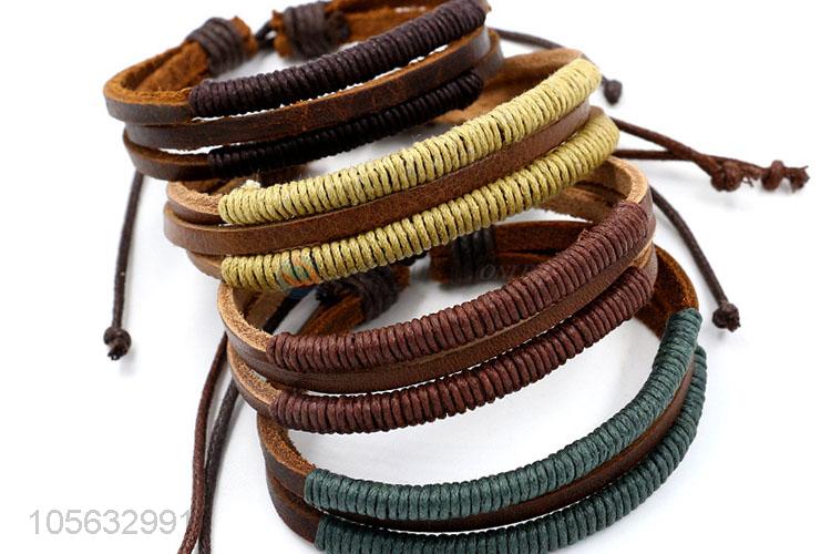 Manufacturer custom retro leather braided bracelet charms bracelets for men