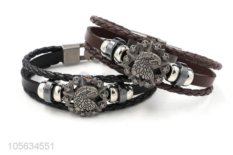 Most popular multilayer leather braid bracelet retro mens bracelets