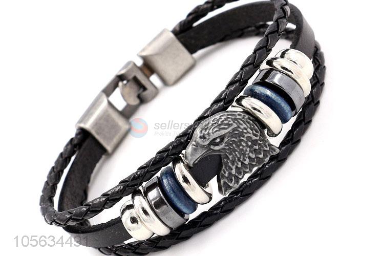 Manufacturer custom retro leather braided bracelet charms bracelets for men