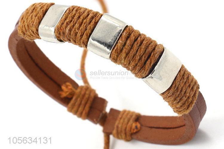 High sales mens favor handmade retro adjustable braided rope bracelet