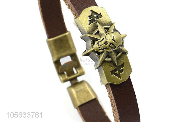 Promotional cheap custom fashion charm leather bracelet for men