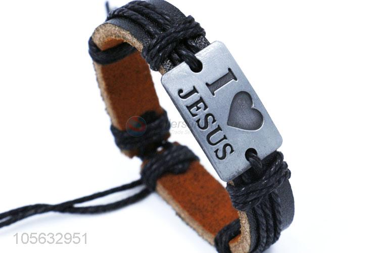 Factory directly sell leather braid bracelet retro mens alloy bracelets