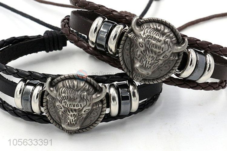 Professional supply retro leather braided bracelet charms bracelets for men