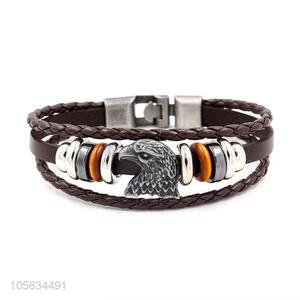 Manufacturer custom retro leather braided bracelet charms bracelets for men