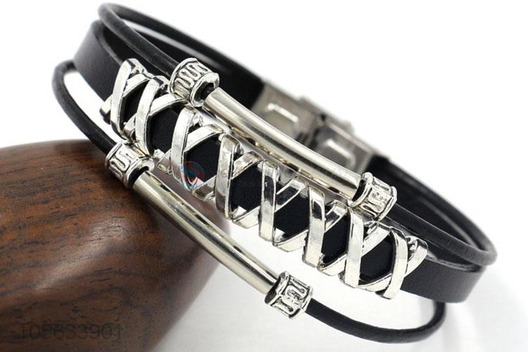 China maker retro leather bracelet handmade multitier bracelets for men