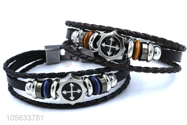 Top quality cheap mens favor handmade retro braided rope bracelet