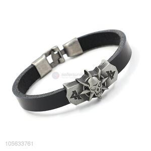 Promotional cheap custom fashion charm leather bracelet for men