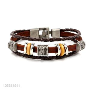 Outstanding quality multilayer leather braid bracelet retro mens bracelets