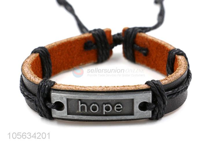 Excellent quality men leather bracelet vintage alloy charms bracelet