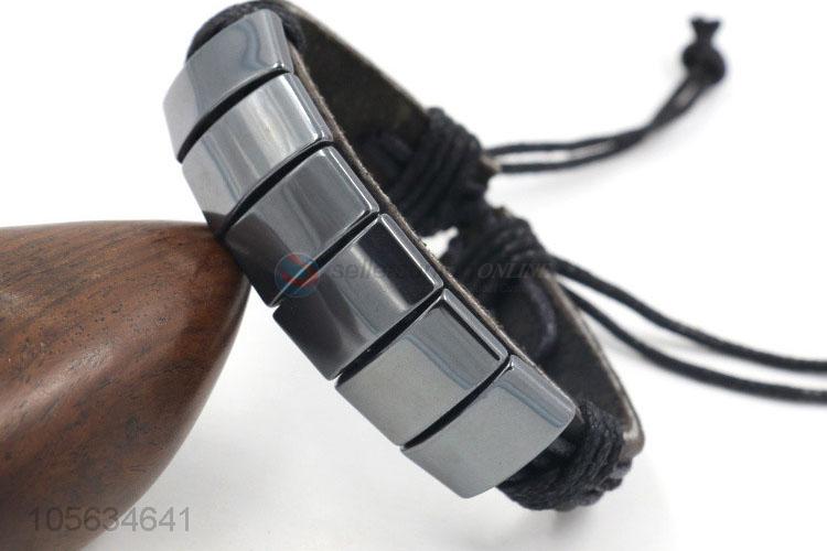 Factory wholesale retro men leather bracelet charms bracelet