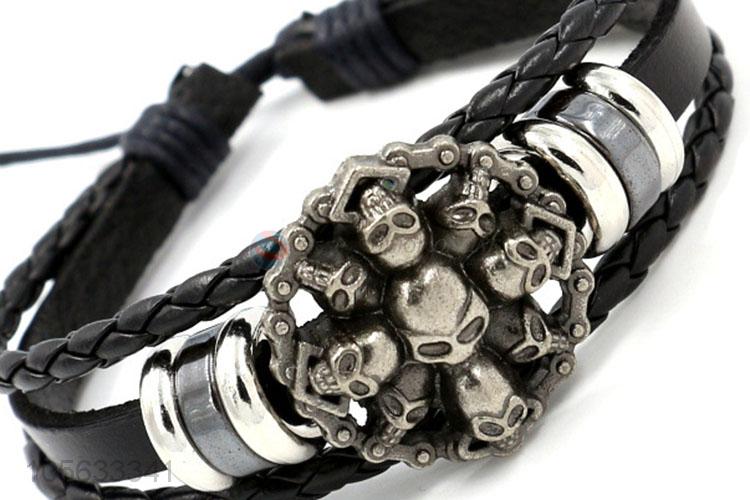 New products multilayer retro punk men alloy skull charms bracelet