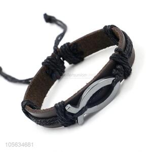 Best sale multitier men leather bracelet vintage charms bracelet