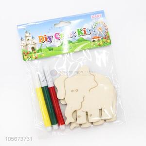 Wholesale Cute Elephant Shape Wooden DIY Colour Craft Kits