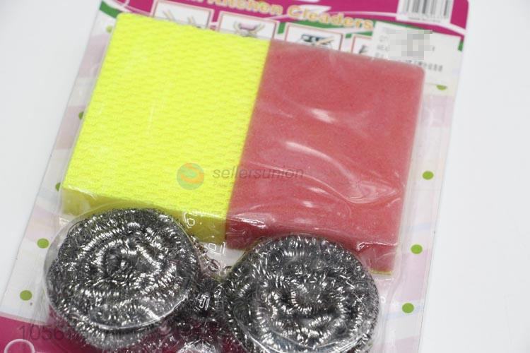 Outstanding quality stainless steel wire clean ball and scrubbing sponges set