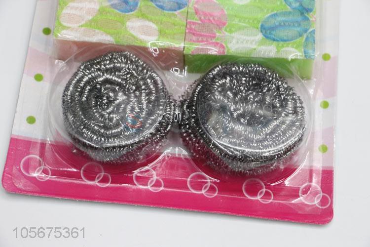 New design stainless steel wire clean ball and scrubbing sponges set